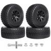 FriHobby Pre-Glued RC 1/10 Short Course Truck Tires and Wheels Set 12mm Hex for Traxxas Slash 4x4 BL-2S 2WD Losi SCT Redcat Blackout SC HPI, with Foam Inserts view 1