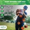 SWOOC Games - Yardzee, Farkle, & 20+ Giant Dice Games (All Weather) with Wood Bucket, 5 Scorecards, & Marker - Yard Dice Outdoor Game for Family - Giant Backyard Game Set - Outside Jumbo Lawn Fun view 3