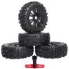 Pre-Glued 1/8 Mounted Buggy Tires and Wheel Rims Sets with Foam Inserts Spoke Black for Arrma Typhon 3S 6S Senton Losi 8IGHT Team Associated HPI Kyosho, 4PCS view 1