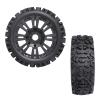 Pre-Glued 1/8 Mounted Buggy Tires and Wheel Rims Sets with Foam Inserts Spoke Black for Arrma Typhon 3S 6S Senton Losi 8IGHT Team Associated HPI Kyosho, 4PCS view 4