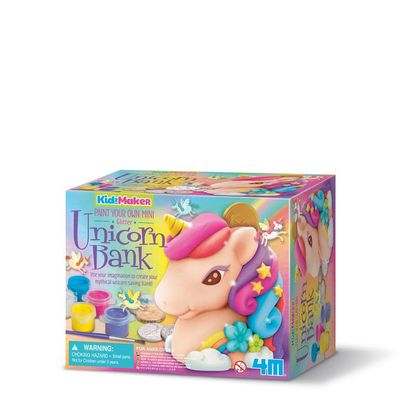 4M KidzMaker/Paint Your Own Mini Glitter Unicorn Bank - Sparkling DIY Craft Kit for Birthday or Holiday Gifts, 1 Set