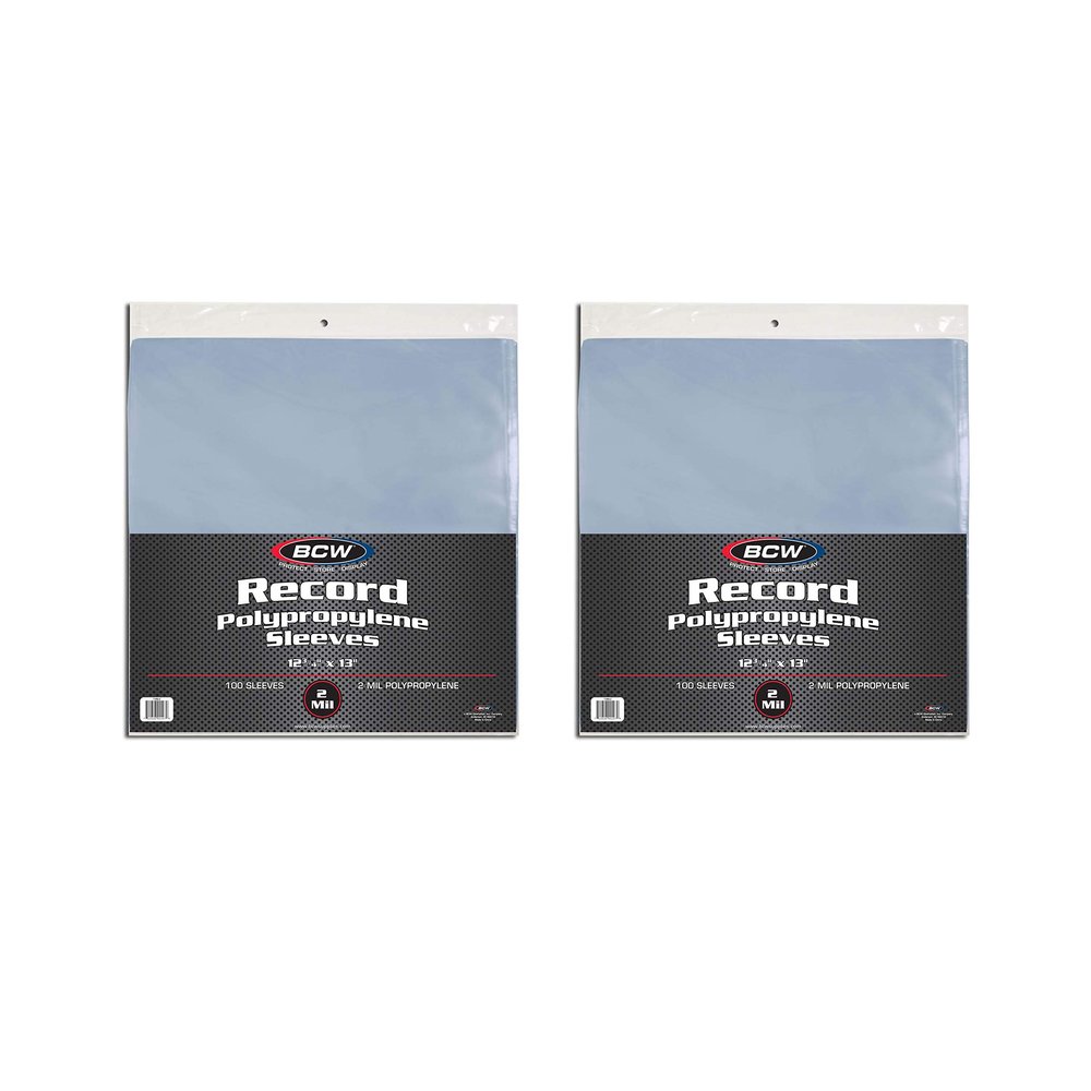BCW 33 RPM Record Sleeves | Polypropylene Vinyl Record Outer Sleeves | 2 mil Thickness | Vinyl Record Album Protectors | (200 Pack)