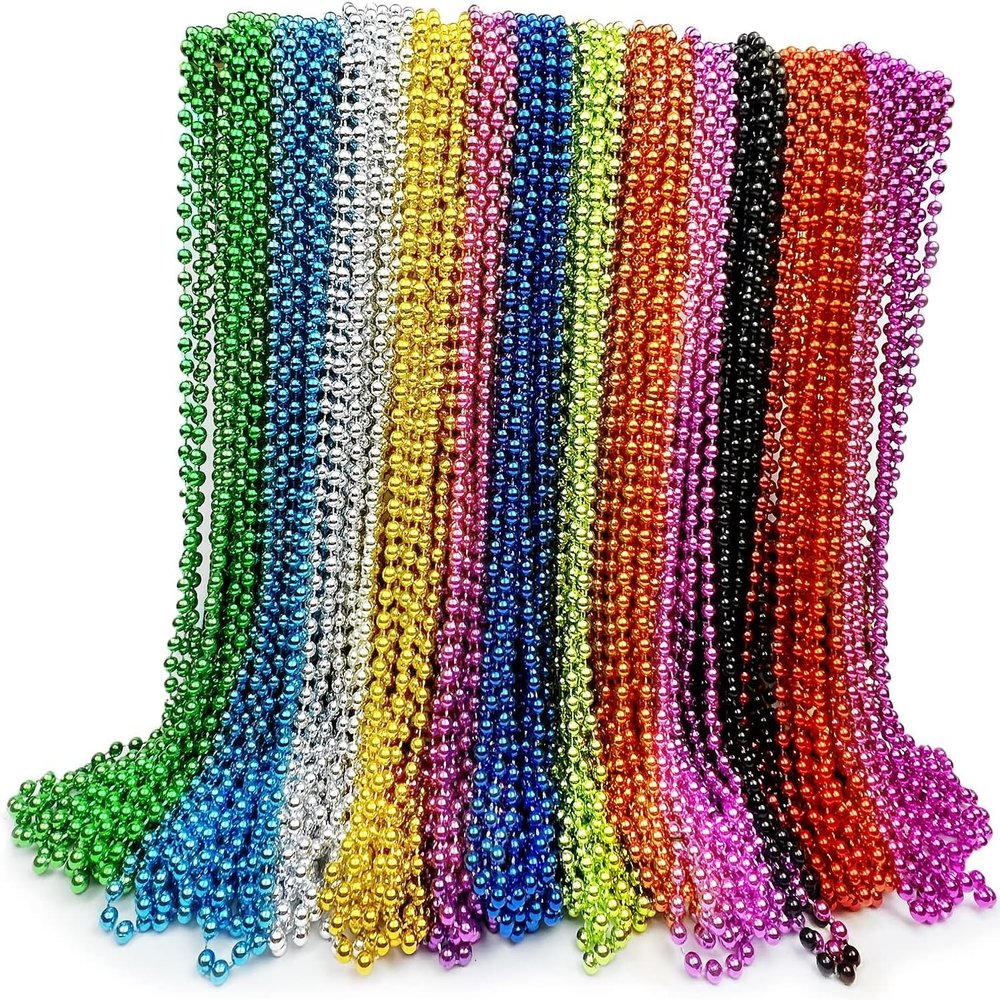 GiftExpress 72 Pack Mardi Gras Beads Bulk Metallic Bead Necklaces for Party, Parade, Carnival, Sports Events, Team Spirit, Tailgating, Festivals & Game Day Decorations