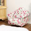 Dollhouse Couch with Pillow 1 12 Scale Miniature Sofa Arm Chair Living Room Furniture Wooden Fabric Frame Single Reading Chair Artificial House Room Scene Decoration (Rose Floral) view 3