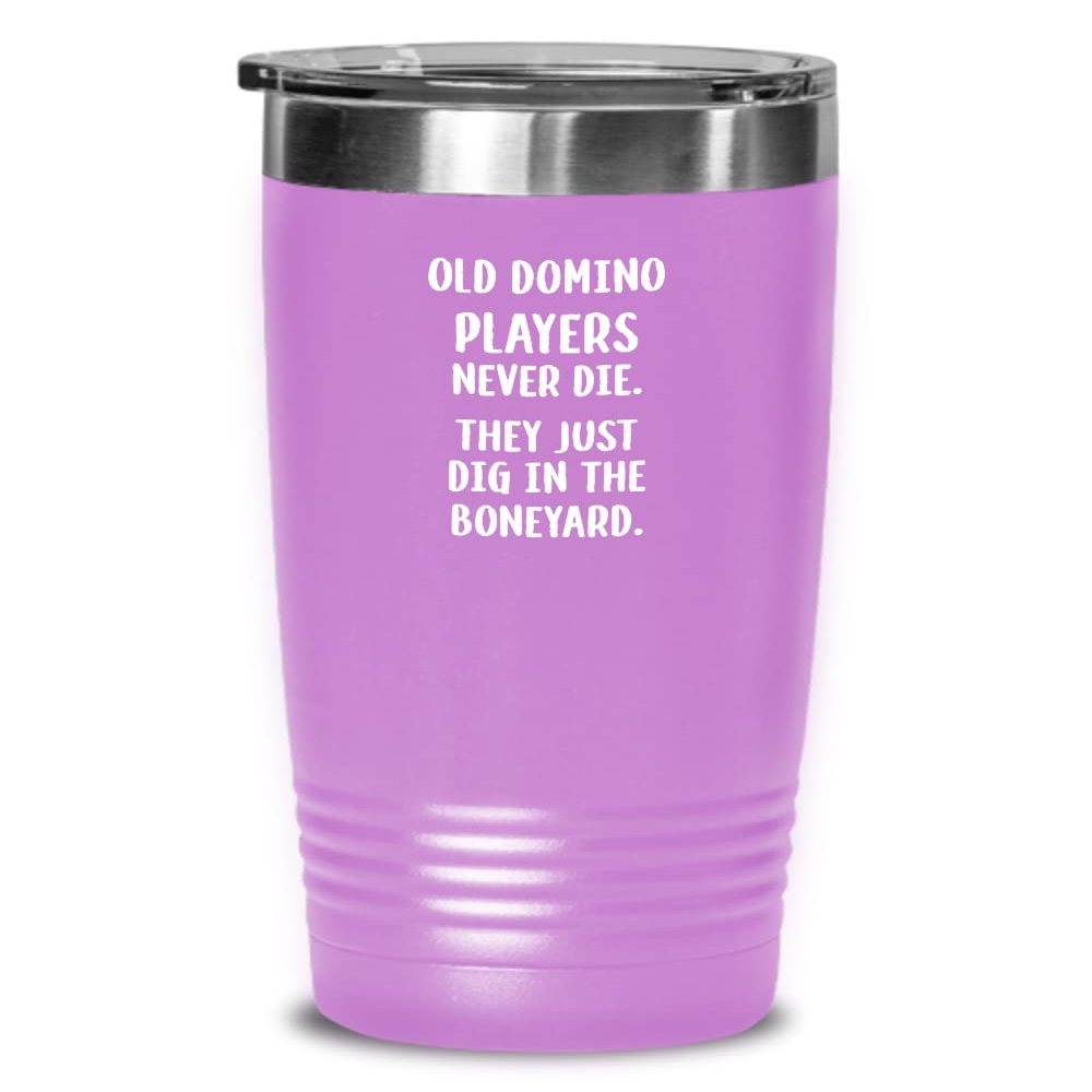 Funny Dominoes Tumbler Old domino players never die Gift For Men and Women 20oz, Magenta