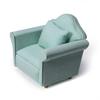 Dollhouse Couch with Pillow 1 12 Scale Miniature Sofa Arm Chair Living Room Furniture Wooden Fabric Frame Single Reading Chair Artificial House Room Scene Decoration (Green) view 1