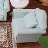 Dollhouse Couch with Pillow 1 12 Scale Miniature Sofa Arm Chair Living Room Furniture Wooden Fabric Frame Single Reading Chair Artificial House Room Scene Decoration (Green) view 3