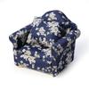 Dollhouse Couch with Pillow 1 12 Scale Miniature Sofa Arm Chair Living Room Furniture Wooden Fabric Frame Single Reading Chair Artificial House Room Scene Decoration (Blue) view 1
