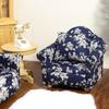 Dollhouse Couch with Pillow 1 12 Scale Miniature Sofa Arm Chair Living Room Furniture Wooden Fabric Frame Single Reading Chair Artificial House Room Scene Decoration (Blue) view 3