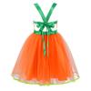 ACSUSS Kids Girls Halloween Pumpkin Dress Halter Neck Lace-up Tulle Tutu Gown Dance Leotard Orange 4 Years view 2