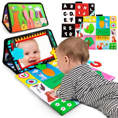 beetoy High Contrast Baby Mirror with Crinkle Cloth & Soft Teether  Sensory Development Toy for Newborns (0-6 Months) | Tummy Time & Crawling Prep | Non-Toxic, Safe Gift