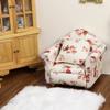 Dollhouse Couch with Pillow 1 12 Scale Miniature Sofa Arm Chair Living Room Furniture Wooden Fabric Frame Single Reading Chair Artificial House Room Scene Decoration (White Floral) view 2