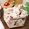Dollhouse Couch with Pillow 1 12 Scale Miniature Sofa Arm Chair Living Room Furniture Wooden Fabric Frame Single Reading Chair Artificial House Room Scene Decoration (White Floral) view 3