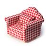 Dollhouse Couch with Pillow 1 12 Scale Miniature Sofa Arm Chair Living Room Furniture Wooden Fabric Frame Single Reading Chair Artificial House Room Scene Decoration (Plaid) view 1