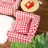 Dollhouse Couch with Pillow 1 12 Scale Miniature Sofa Arm Chair Living Room Furniture Wooden Fabric Frame Single Reading Chair Artificial House Room Scene Decoration (Plaid) view 4