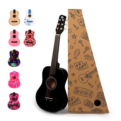 CB SKY 30" Wooden Black Acoustic Guitar for Kids/Boys/Girls/Beginners/Guitar for age 3-5-9 (Black)
