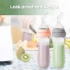 Haakaa Silicone Baby Food Dispensing Spoon Feeder 4oz - Infant Squeeze Cereal Feeder, Baby Fresh Food Feeder, Feed Bottle for Puree, Solid Baby Food, BPA Free, 4m+ Babies  Peach view 4