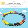 Wondertoys Wooden Train Set 16 PCS Train Toys Magnetic Set Includes Storage Bag - Wooden Track Accessories - Wooden Magnetic Car Set for Toddlers Kids Boys and Girls view 3