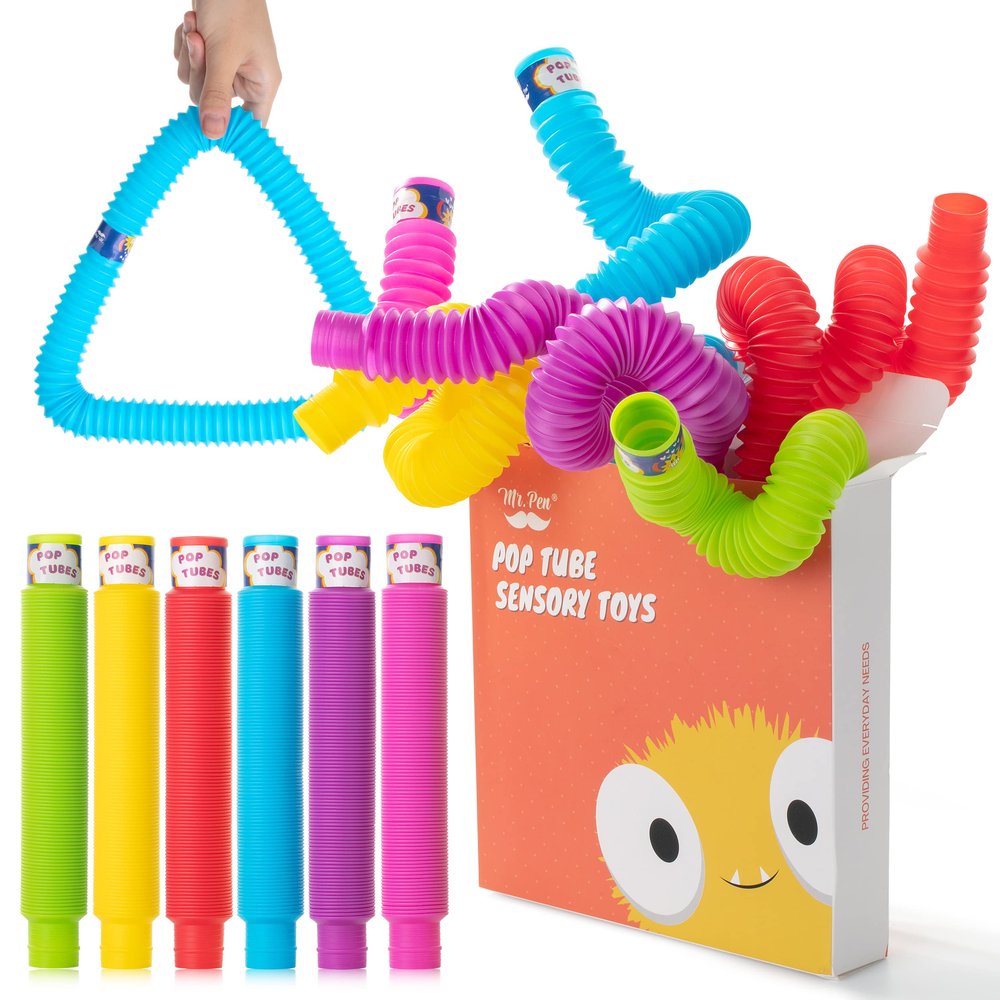 Mr. Pen- Pop Tubes Sensory Toys, 6 Pack, Large, Pop Tubes