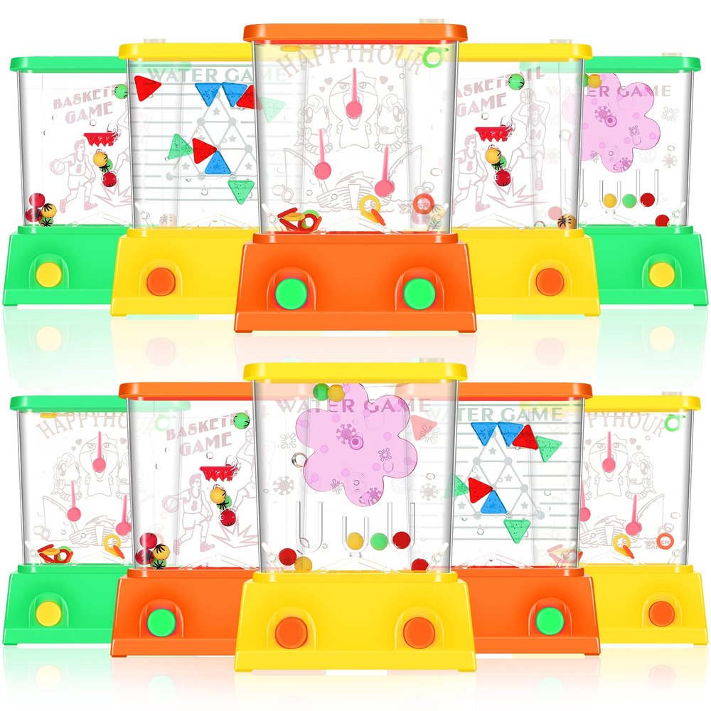 Sumind 10 Pcs Handheld Water Game for Kids Mini Water Ring Toss Basketball Hoop Toy 90s Retro Mini Games for Goodie Bag Birthday Return Gifts (Fresh Style,Colorful)
