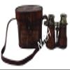 Nautical Victorian Marine Brass Binocular Collectible Spyglass with Leather Case Box view 4