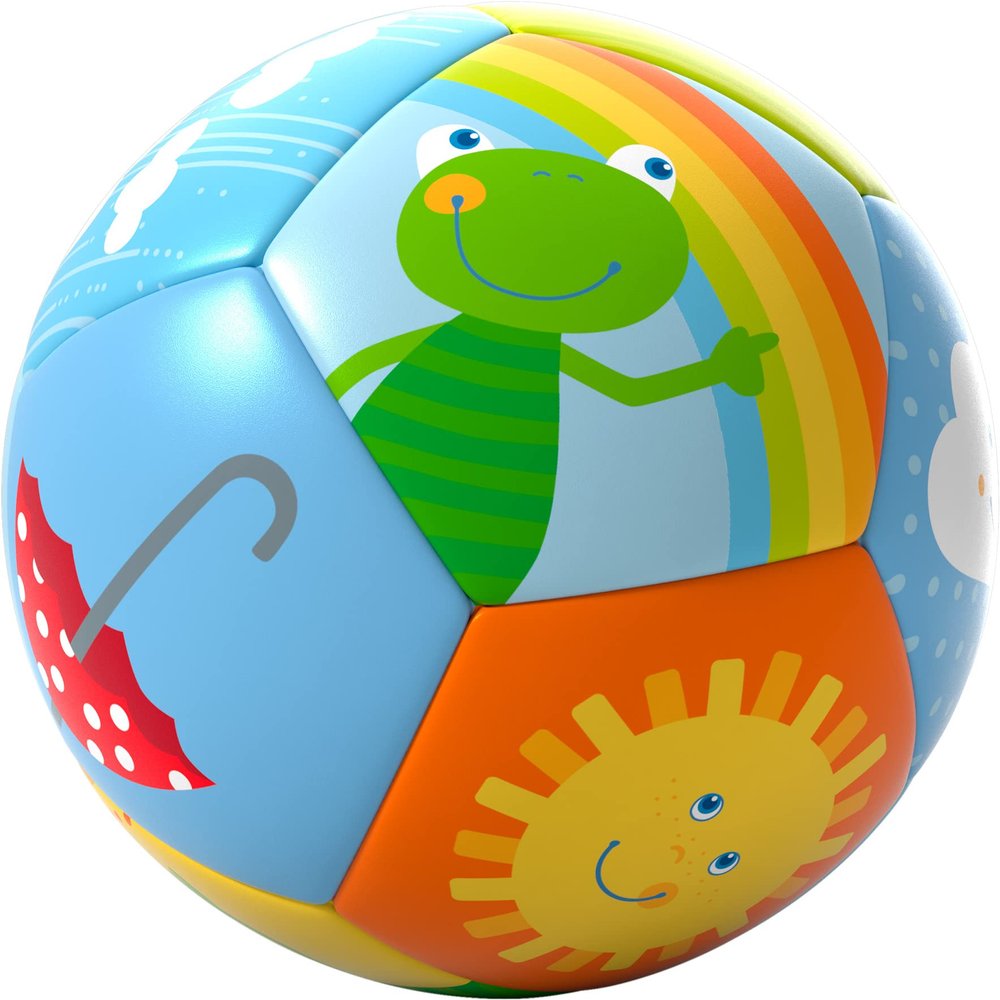 HABA Soft Baby Ball Toy for Tummy Time and Sensory Play - Colorful Rainbow 4.5" Balls for Babies and Toddlers to Enhance Motor Skills and Exploration - Ages 6 Months+