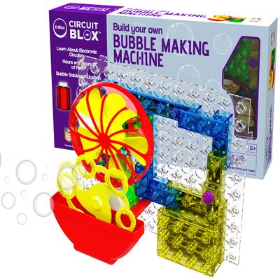 E-BLOX Building Blocks STEM Circuit Kit, Build Your Own Bubble Machine, Bubble Solution Included, Great Science Project for Little Ones, Birthday Gift, Boys, Girls, 5+