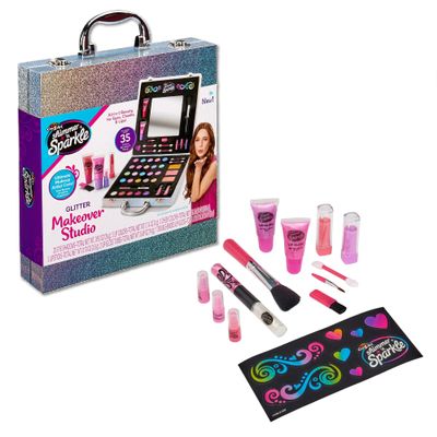 Shimmer 'n Sparkle Glitter Makeover Studio Beauty Kit All-in-One Beauty for Eye, Cheeks and Lips for Ages 8 and Up