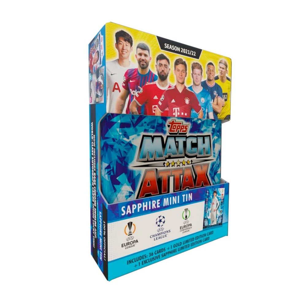 2021-22 Topps Match Attax Champions League Cards - Sapphire Mini Tin (38 Cards + 1 LE Sapphire Heung Min Son Card)