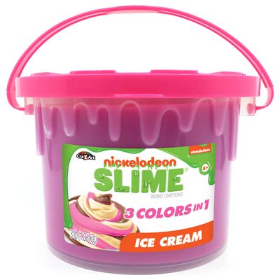 Nickelodeon Slime 3LB Ice Cream Bucket 3 Colors-in-1 Strawberry, Vanilla and Chocolate Colored Premade Slime