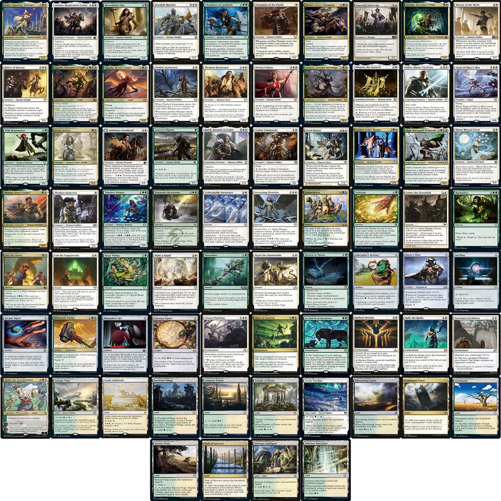 Elite Human Commander Deck - Kyler - Selesnya - Green White - EDH - 100 Card - Custom Magic The Gathering Deck - Very Strong!