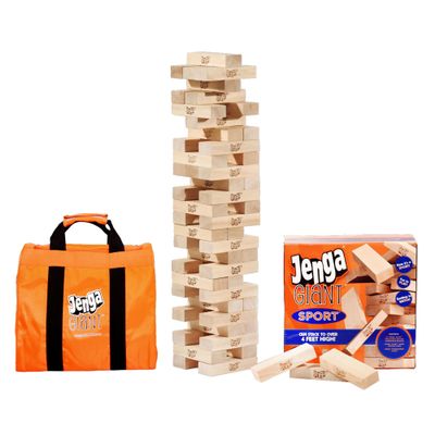 Jenga Giant Sport, Stacking Game with Tournament Chart & Travel Bag, Party Game for Kids & Adults, Stacks to 4 Feet