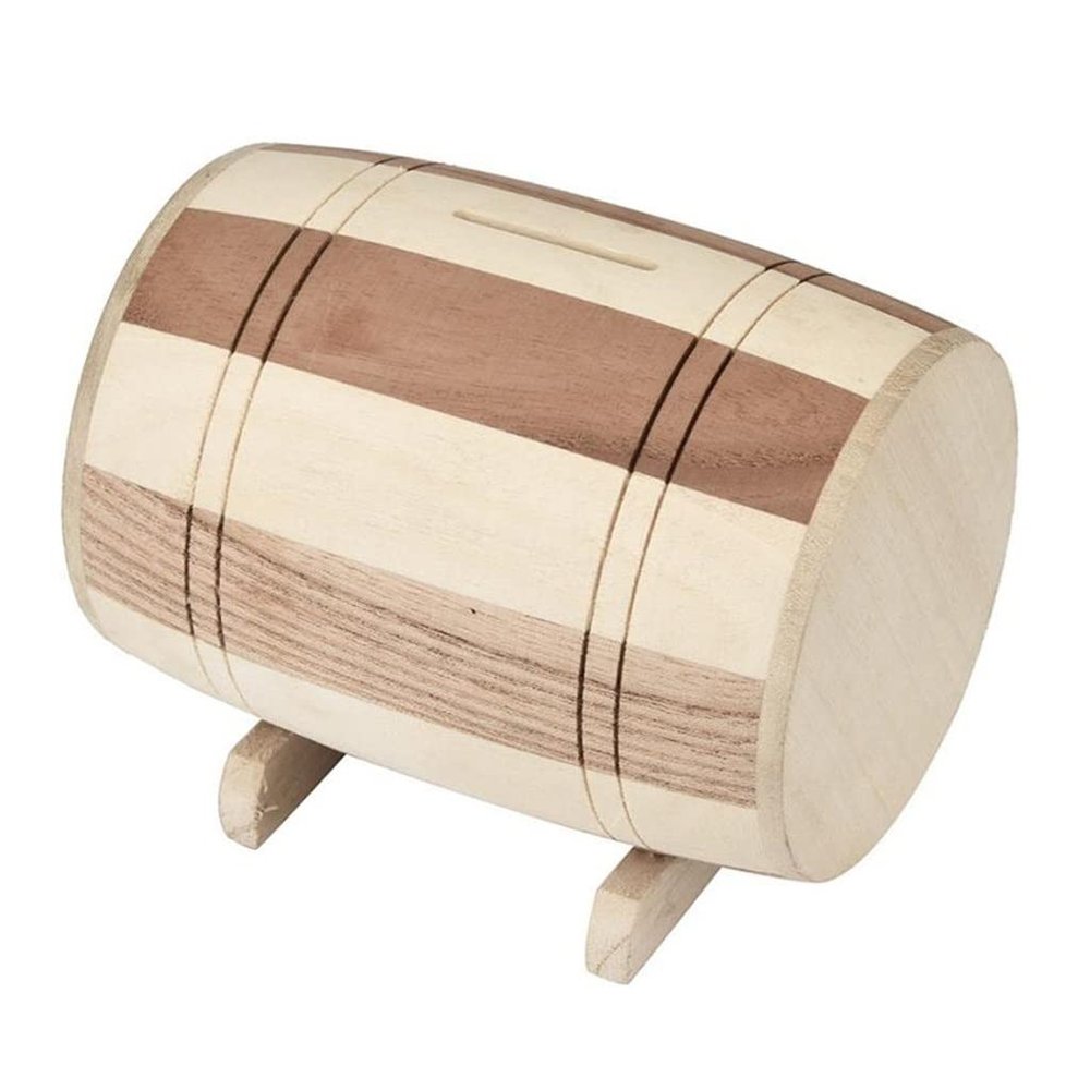 YKHB Wooden Piggy Bank,Barrel- Shaped Coin Bank,Hand- Carved Money Bank, The Best Gift for Boys,Girls,Kids,Adult