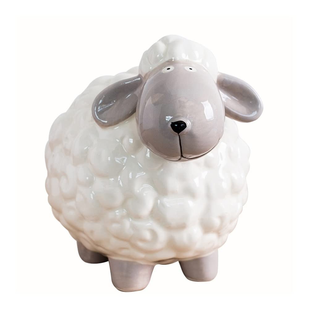YKHB Ceramic Piggy Bank Home Decor, Cuddly Sheep Shape Stylish Design Coin Bank, Creative Bedroom Living Room Money Bank