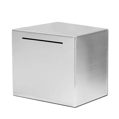 HMEI Piggy Banks 7. 8in Stainless Steel Piggy Bank Square Travel Money Bank 365- Day Plan Money Box Silver Coin Bank for Adults Must Break to Open Piggy Bank (Color : Piggy Bank A)