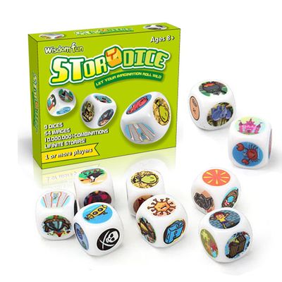 Mbarbs Happy Story 9 Colorful Cubes Bundle Dices - A Happy Travels Telling Cubes and Oral Language Dice 54 Images Unlimited Stories Combination Iconic Storytelling Game Imaginative Play for Kids