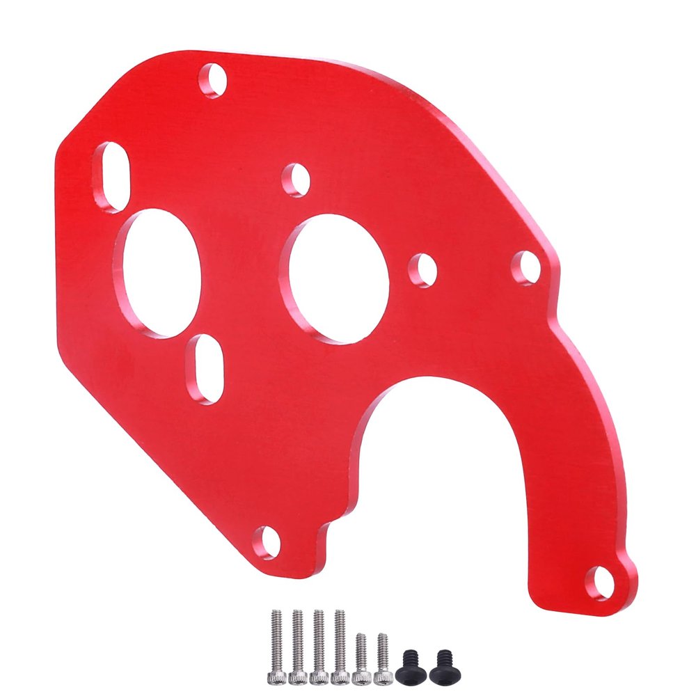 AllinRC RC Motor Mount Aluminum Motor Plate Gearbox Adapter for Axial SCX24 Gladiator Bronco C10 JLU Deadbolt 1/24 Crawler Upgrade Parts (Red)