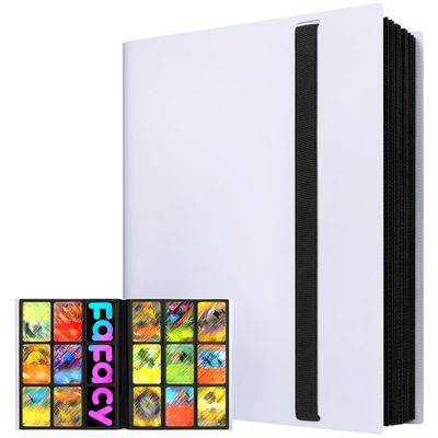 2026Trading Card Binder 9 Pocket, Premium Sports Collection Binder Game Cards Book with Sleeves Side Loading, Anti-open Strap Double Sided Waterproof 360 Card Folder