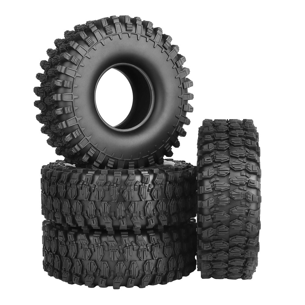 FriHobby 4.7"/120mm 1.9 Tires RC Crawler Tyres fit 1.9 Beadlocks Rims Soft Rubber Great Grip on Rocks Mud Dirt for Traxxas TRX4 Axial SCX10 II III Redcat Gen 8,w/Foam
