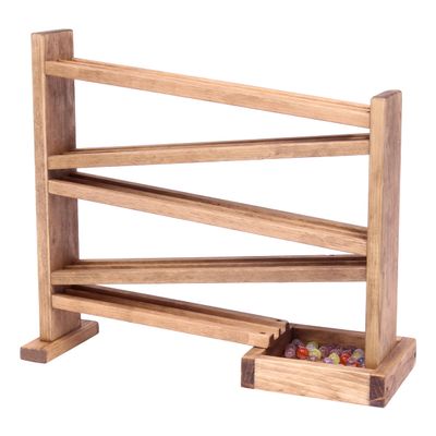AmishToyBox.com Marble Roller Racetrack Wooden Toy - Child-Safe Finish - Pack of Marbles Included (Harvest Stain Finish)