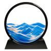 HYUGF Moving Sand Art Picture Ocean Decor, 3D Deep Sea Sandscape Liquid Motion, Round Glass Frame Display Flowing Sand Relaxing Gift for Kids Adults Home Office Work Desktop Decoration Toy (Blue, 7") view 1