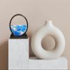 HYUGF Moving Sand Art Picture Ocean Decor, 3D Deep Sea Sandscape Liquid Motion, Round Glass Frame Display Flowing Sand Relaxing Gift for Kids Adults Home Office Work Desktop Decoration Toy (Blue, 7") view 2