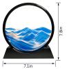 HYUGF Moving Sand Art Picture Ocean Decor, 3D Deep Sea Sandscape Liquid Motion, Round Glass Frame Display Flowing Sand Relaxing Gift for Kids Adults Home Office Work Desktop Decoration Toy (Blue, 7") view 3