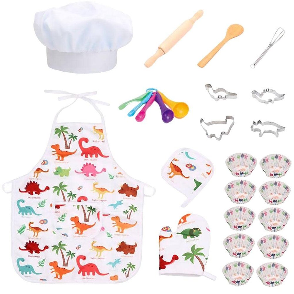 25Pcs Pretend Play Costume Set Baking Gift Utensils for Kitchen