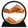 HYUGF Moving Sand Art Picture Decor, 3D Deep Sea Sandscape Liquid Motion, Round Glass Frame Display Flowing Sand Relaxing Gift for Kids Adults Home Office Work Desktop Decoration Toy (Gold, 7") view 1