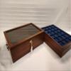 Wooden Coin Case 5 Numismatic trays in Italian velvet Customizable BLUE view 4
