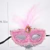 YHan Women's Feather Masquerade Mask Venetian Halloween Mardi Gras Costumes Party Ball Prom MaskFunny Cosplay Accessory (Pink) view 3
