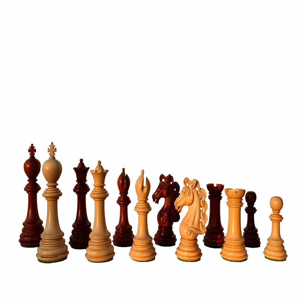 The Chess Empire- Svadilfari Stallion Series Complete Luxury Wood Chess Pieces Boxwood & Padauk 4.4" King Heavily Weighted Chess Set Pieces only