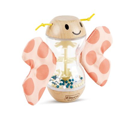 Hape Wooden Rainstick Rattle - Rosalie Wooden Rain Stick Colorful Butterfly Shape with Removable Wings - Wooden Early Learning Toy - Sensory Toys for Early Ages