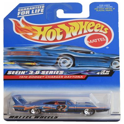 Hot Wheels 1970 Dodge Charger Daytona, [Blue] Seein' 3-D Series 2/4 5 Spoke